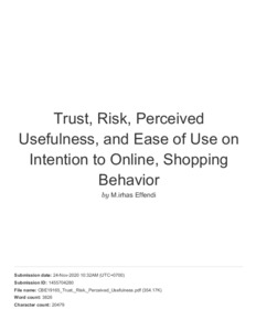 Cek Plagiasi Trust Risk Perceived Usefulness And Ease Of Use On